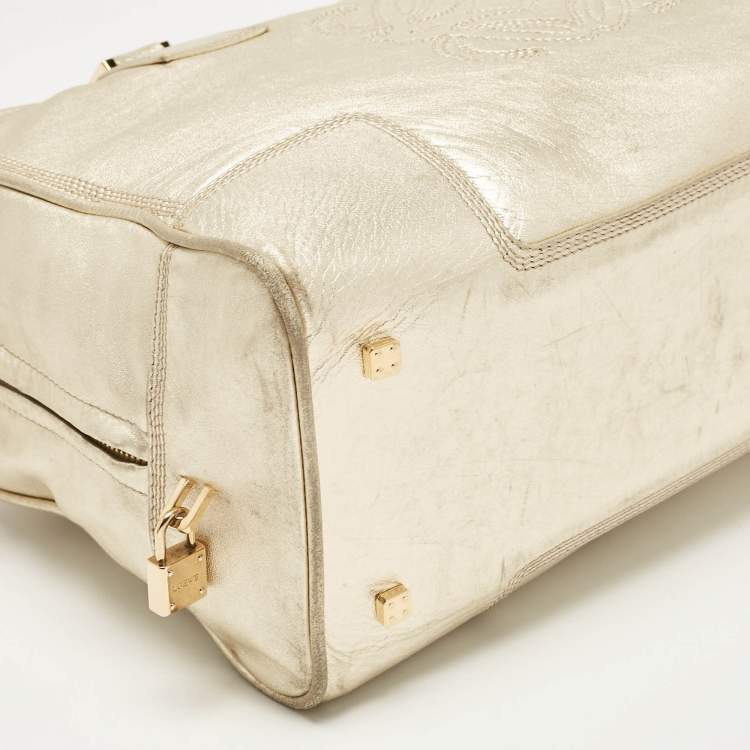 Pre Owned Loewe Gold Leather Amazona 36 Satchel