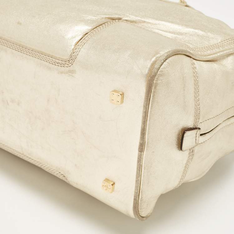Pre Owned Loewe Gold Leather Amazona 36 Satchel