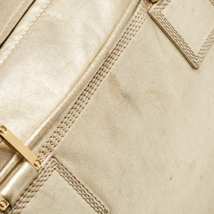 Pre Owned Loewe Gold Leather Amazona 36 Satchel