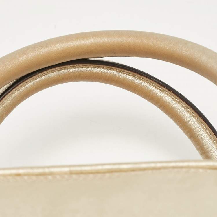 Pre Owned Loewe Gold Leather Amazona 36 Satchel