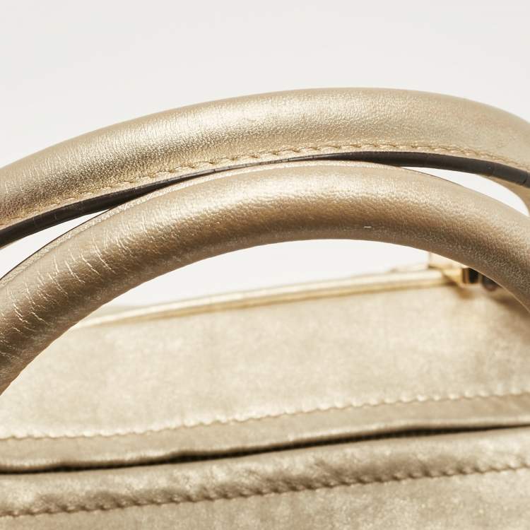 Pre Owned Loewe Gold Leather Amazona 36 Satchel