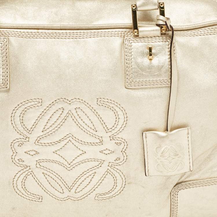 Pre Owned Loewe Gold Leather Amazona 36 Satchel
