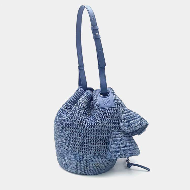 Pre Owned Loewe Raffia Balloon Ruffle Bag