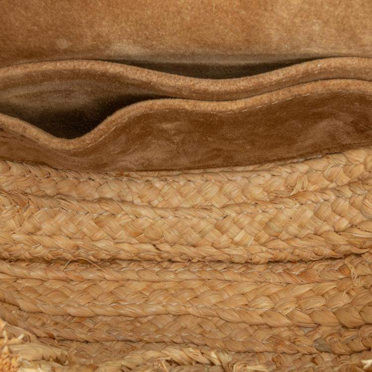 Pre Owned Loewe Beige/Blue Mini Raffia Gate Crossbody