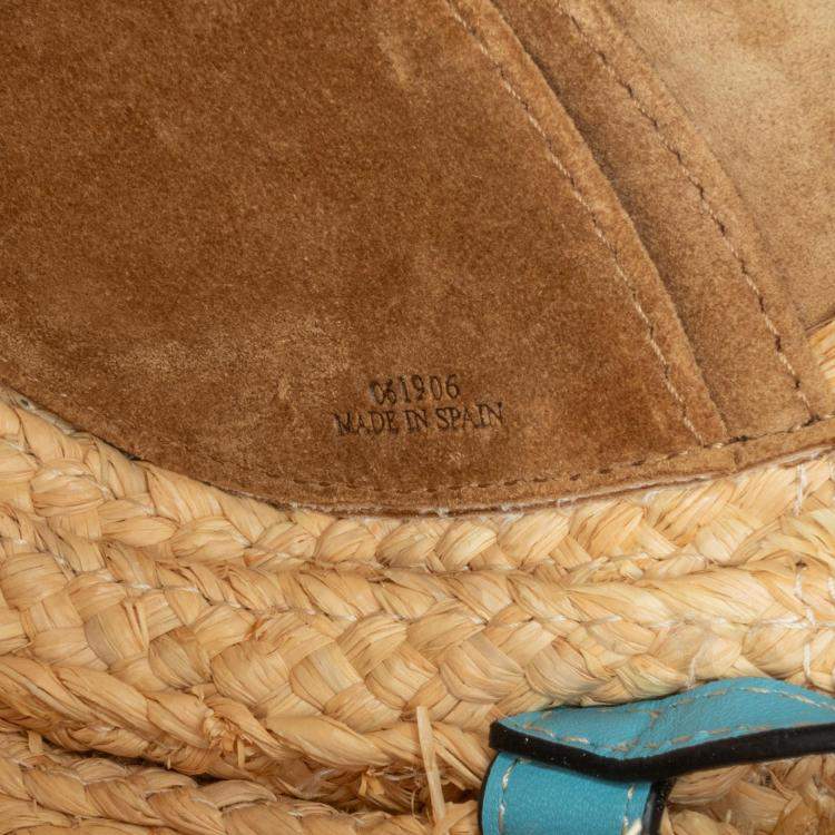 Pre Owned Loewe Beige/Blue Mini Raffia Gate Crossbody