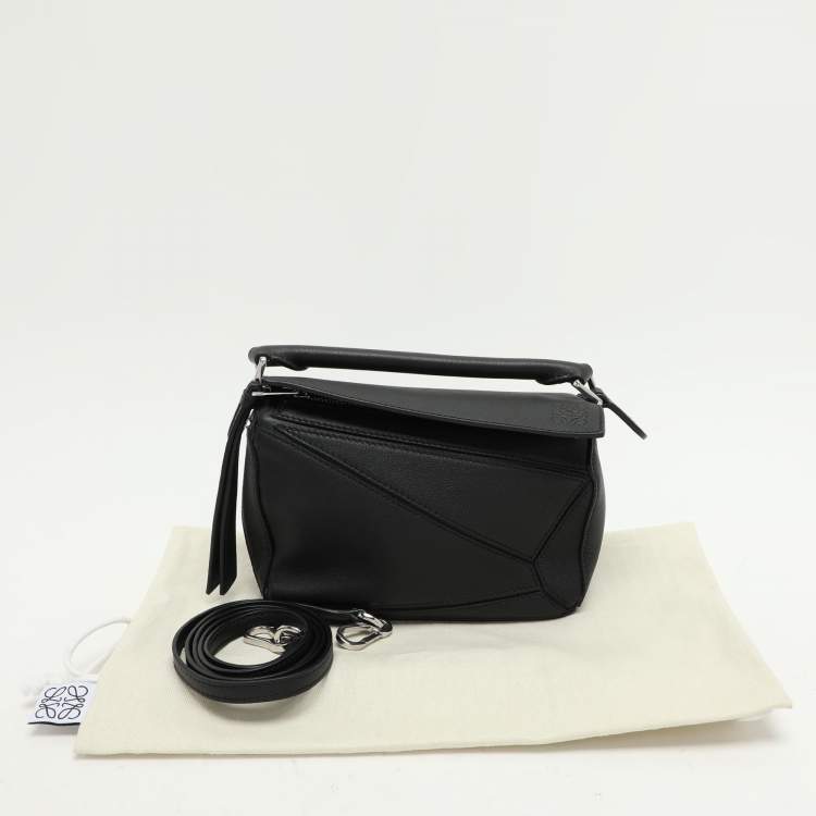 Pre Owned Loewe Black Leather Mini Puzzle Shoulder Bag