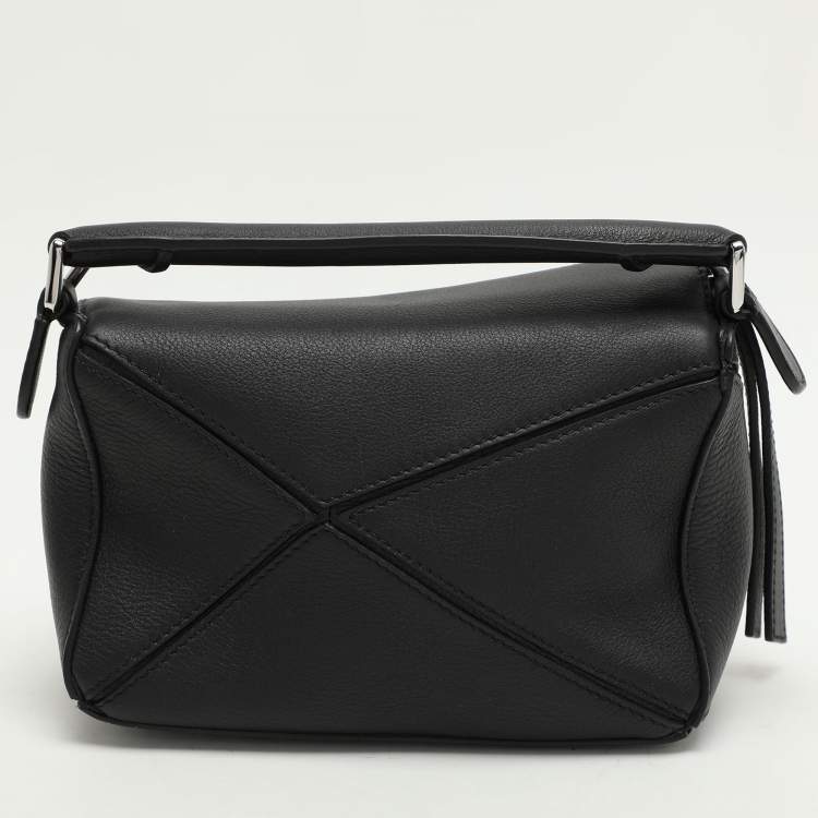 Pre Owned Loewe Black Leather Mini Puzzle Shoulder Bag