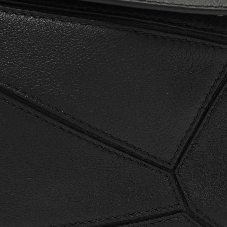 Pre Owned Loewe Black Leather Mini Puzzle Shoulder Bag
