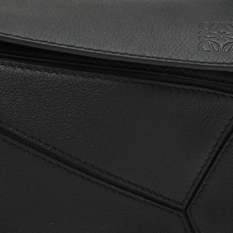 Pre Owned Loewe Black Leather Mini Puzzle Shoulder Bag