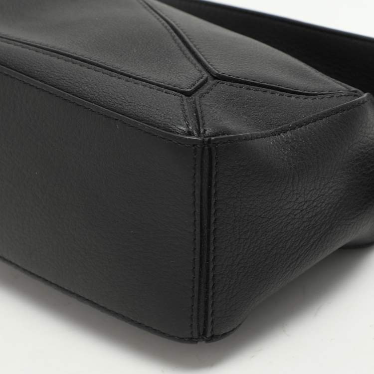 Pre Owned Loewe Black Leather Mini Puzzle Shoulder Bag