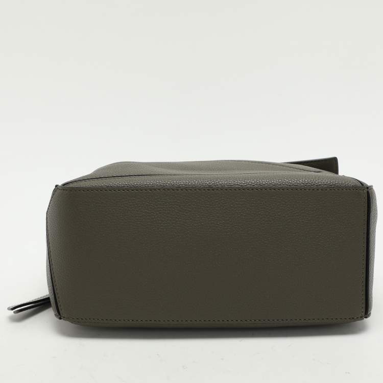 Pre Owned Loewe Olive Green Leather Small Puzzle Shoulder Bag