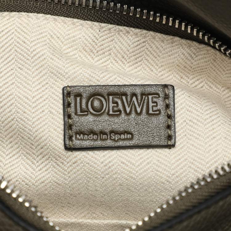 Pre Owned Loewe Olive Green Leather Small Puzzle Shoulder Bag