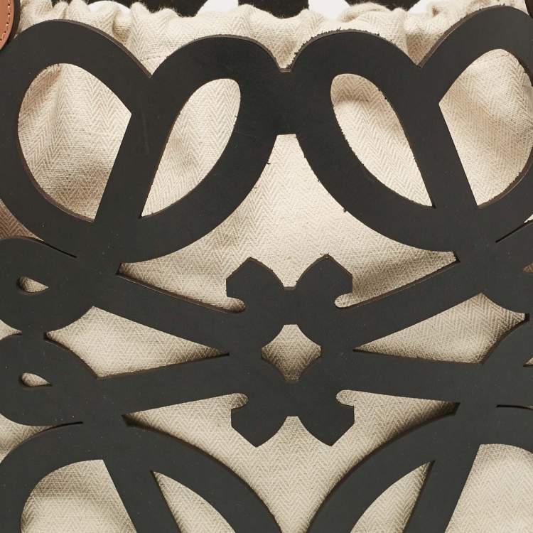 Pre Owned Loewe Black/Brown Leather Anagram  Cut Out Tote