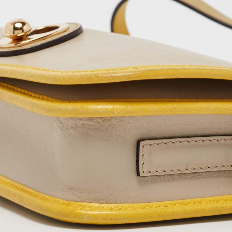 Pre Owned Loewe Beige/Yellow Leather Ines Flap Shoulder Bag
