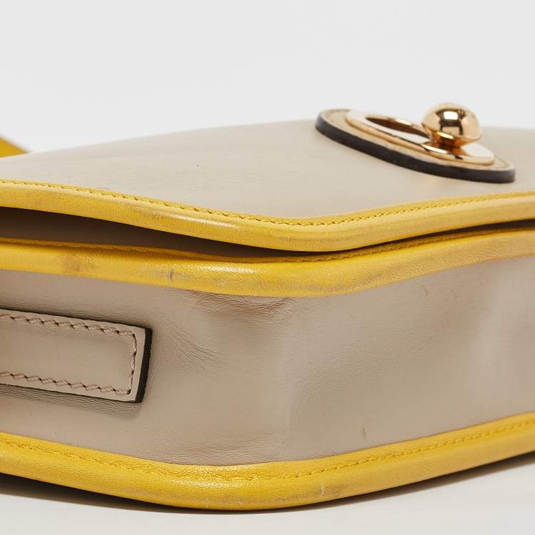 Pre Owned Loewe Beige/Yellow Leather Ines Flap Shoulder Bag
