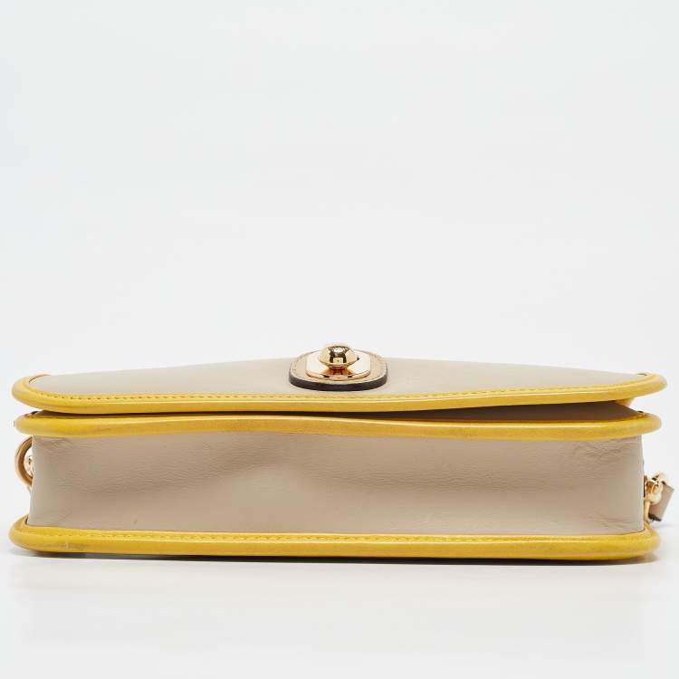 Pre Owned Loewe Beige/Yellow Leather Ines Flap Shoulder Bag