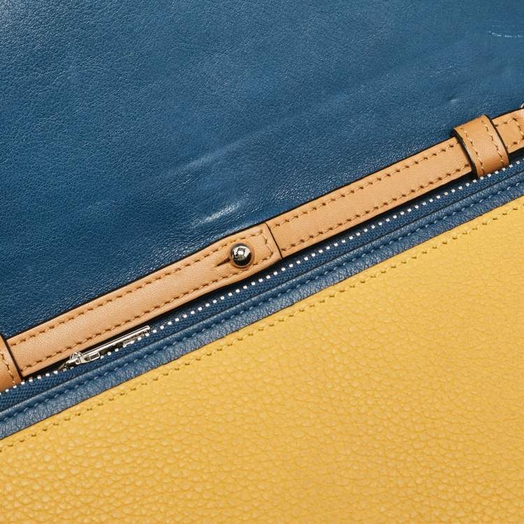 Pre Owned Loewe Mustard/Brown Leather Flap Wallet on Chain