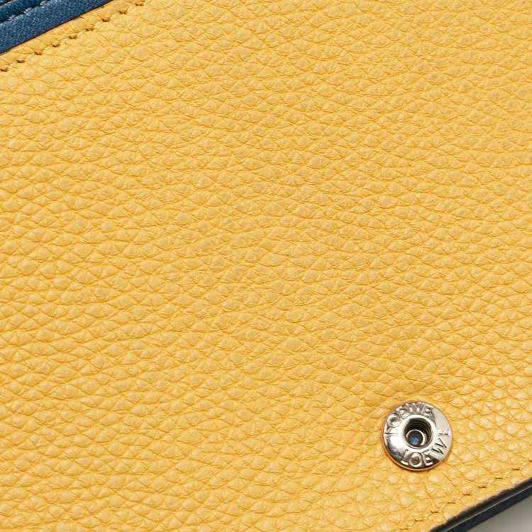 Pre Owned Loewe Mustard/Brown Leather Flap Wallet on Chain