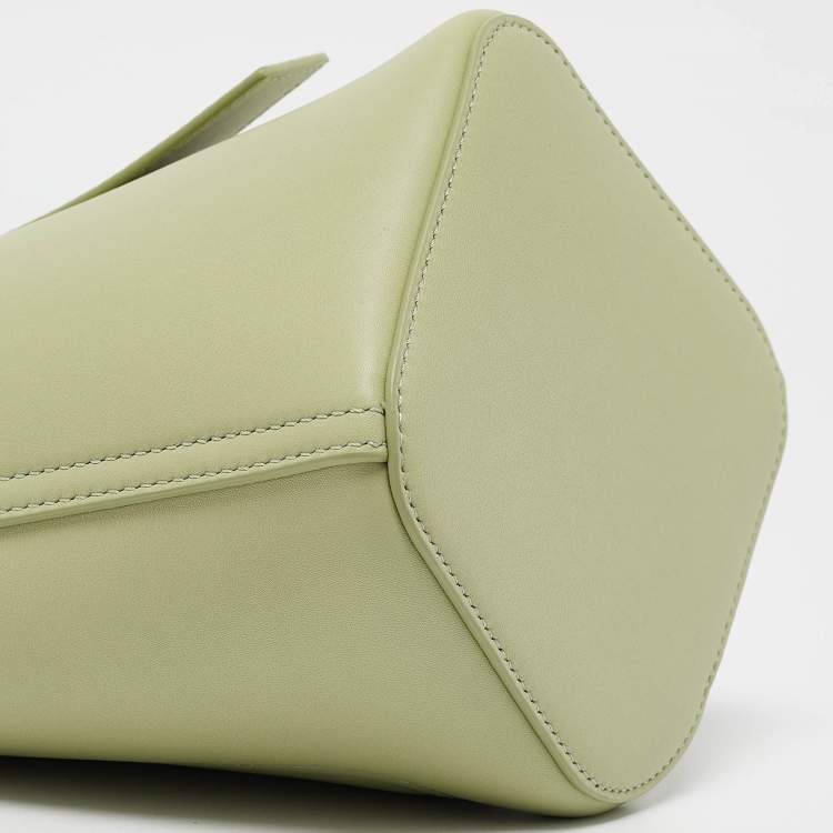 Pre Owned Loewe Light Green Leather Mini Pebble Bucket Bag