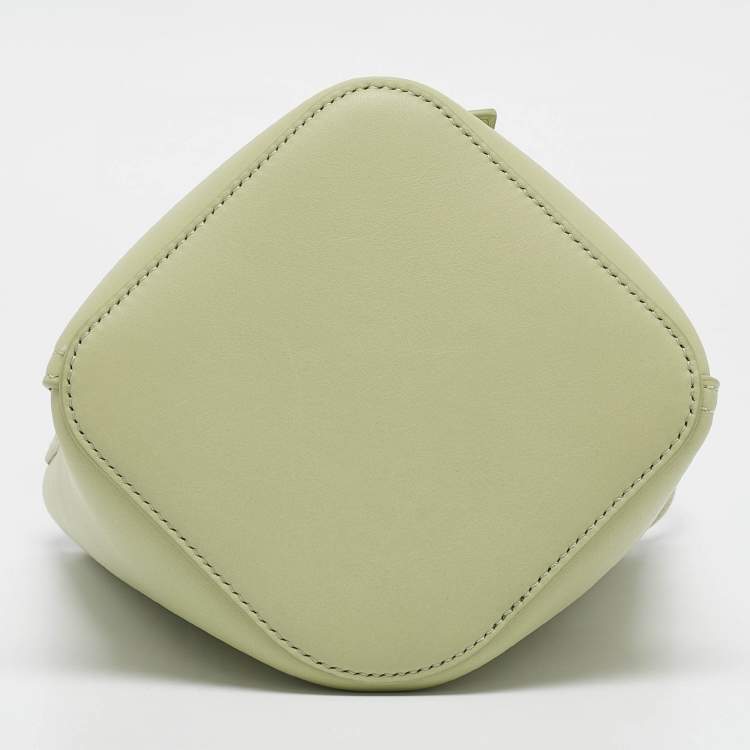 Pre Owned Loewe Light Green Leather Mini Pebble Bucket Bag