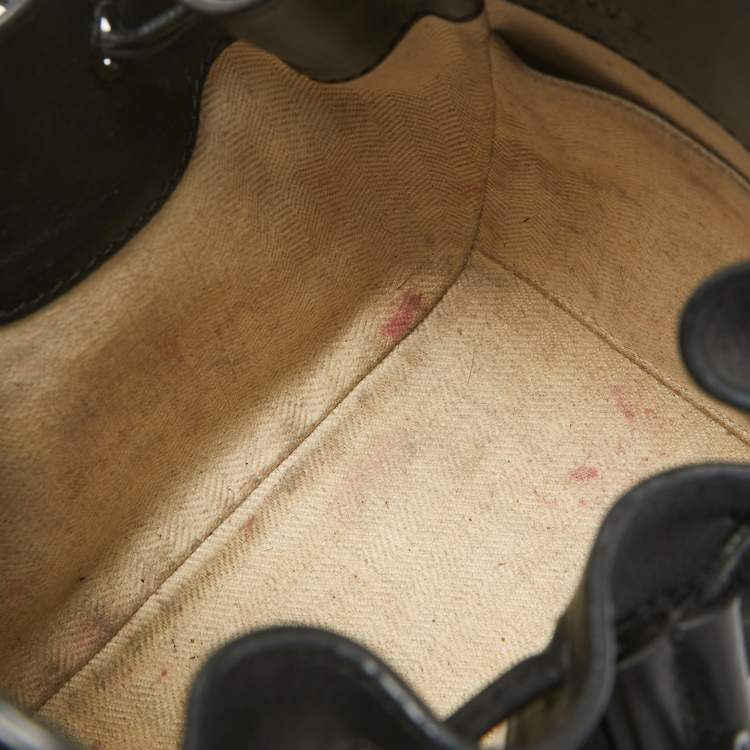 Pre Owned Loewe Black Leather Mini Hammock Drawstring Shoulder Bag