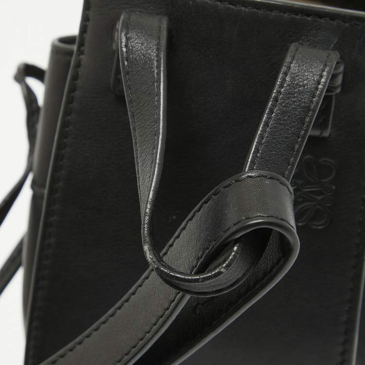 Pre Owned Loewe Black Leather Mini Hammock Drawstring Shoulder Bag