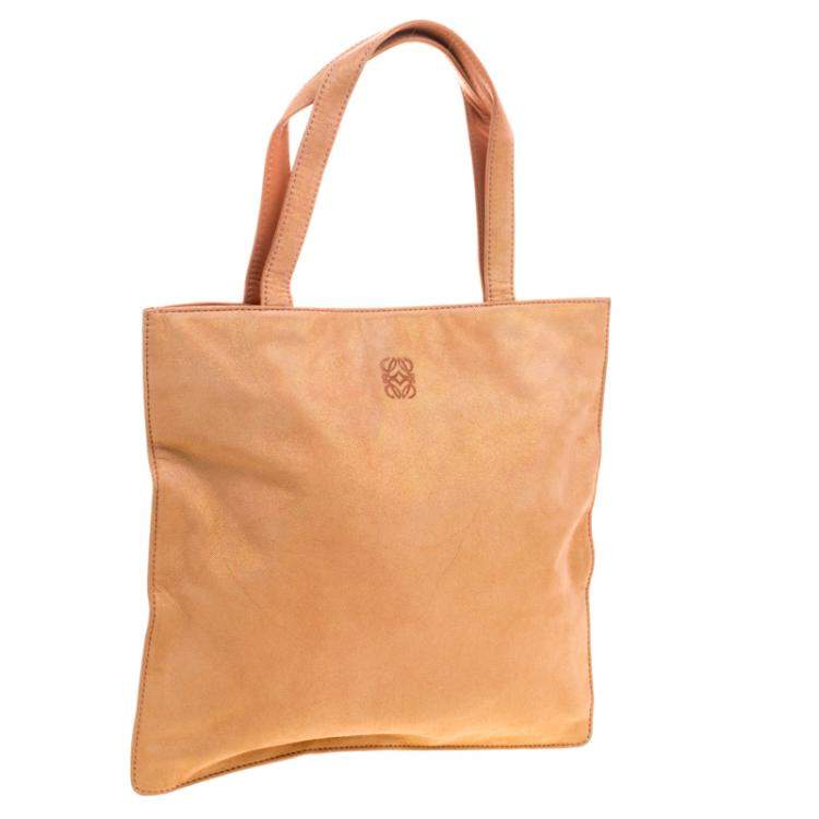 Pre Owned Loewe Metallic Brown Suede Mini Flat Tote