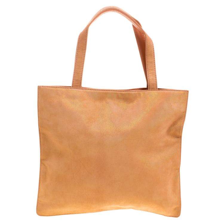 Pre Owned Loewe Metallic Brown Suede Mini Flat Tote