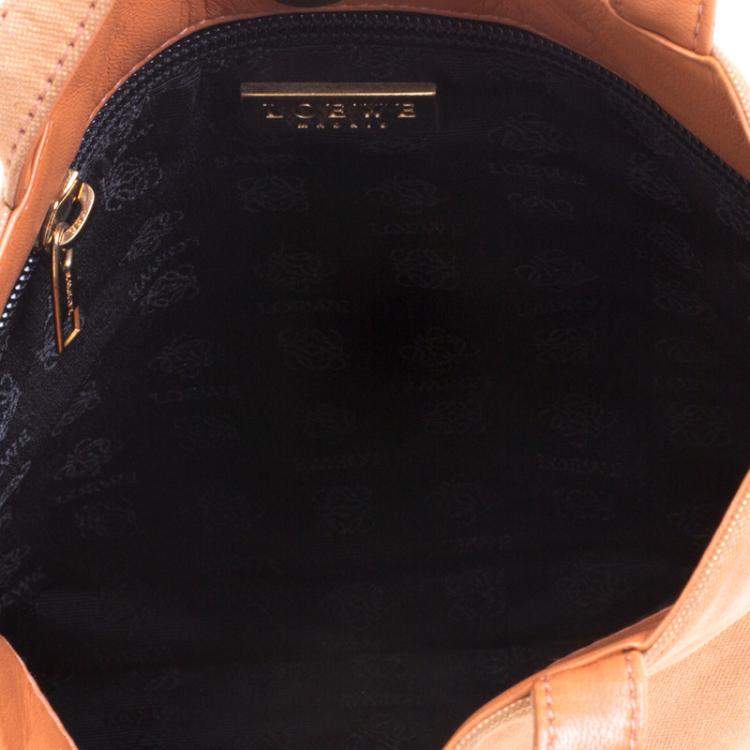 Pre Owned Loewe Metallic Brown Suede Mini Flat Tote