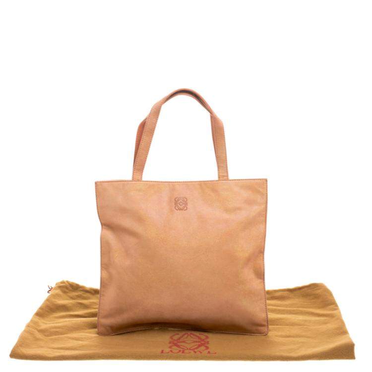 Pre Owned Loewe Metallic Brown Suede Mini Flat Tote