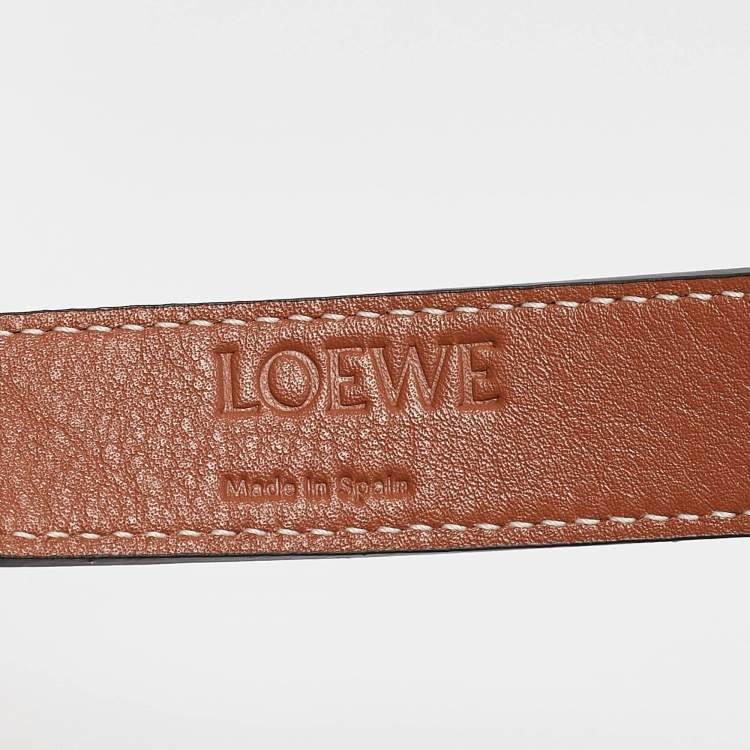 Pre Owned Loewe Brown/Cream Woven Raffia and Leather Basket Bag