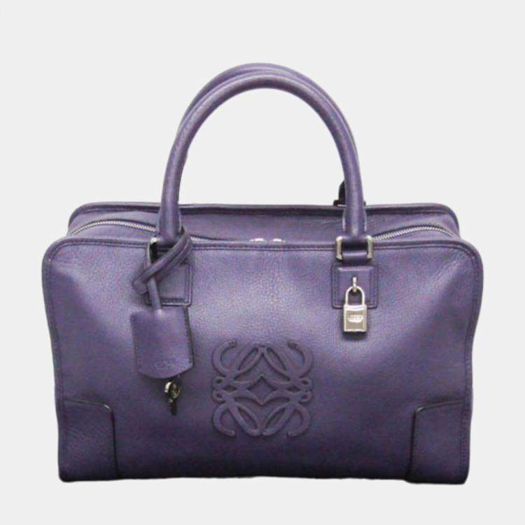 Pre Owned Loewe  Purple Leather Amazona 36 Handbag
