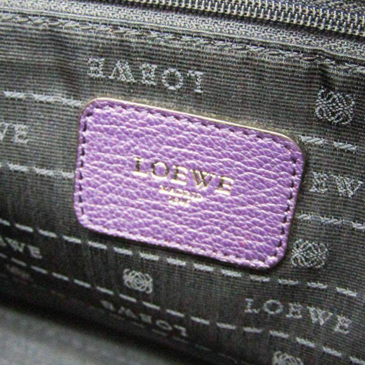 Pre Owned Loewe  Purple Leather Amazona 36 Handbag