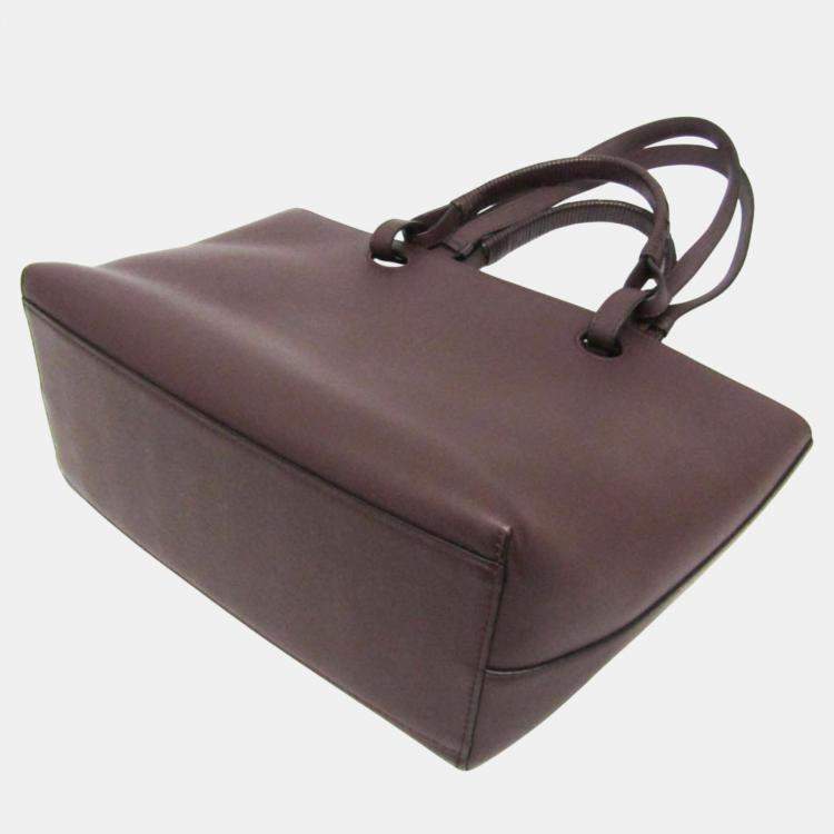 Pre Owned Loewe  Wine Leather Anagram Tote Bag