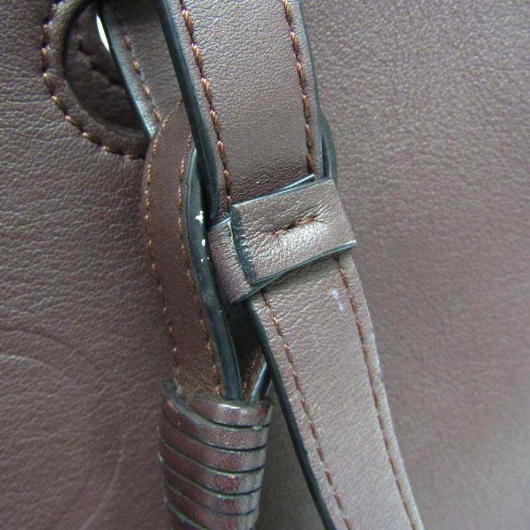 Pre Owned Loewe  Wine Leather Anagram Tote Bag