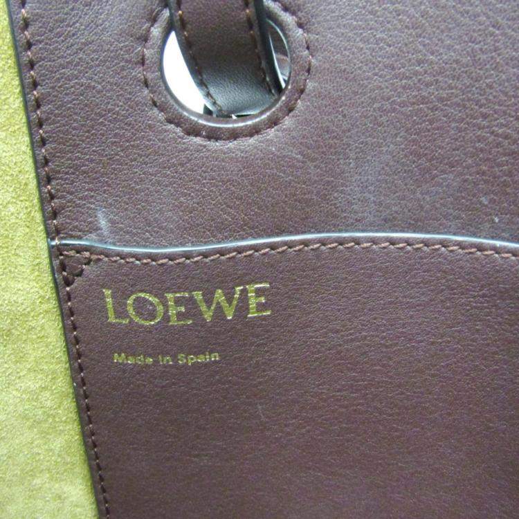 Pre Owned Loewe  Wine Leather Anagram Tote Bag