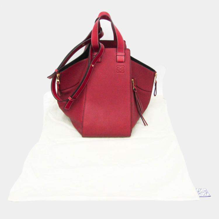 Pre Owned Loewe  Red Leather Hammock Medium Handbag
