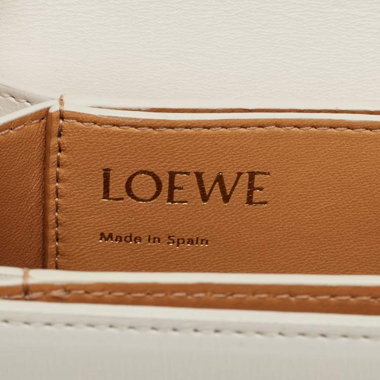 Pre Owned Loewe White Leather Small Goya Flap Shoulder Bag