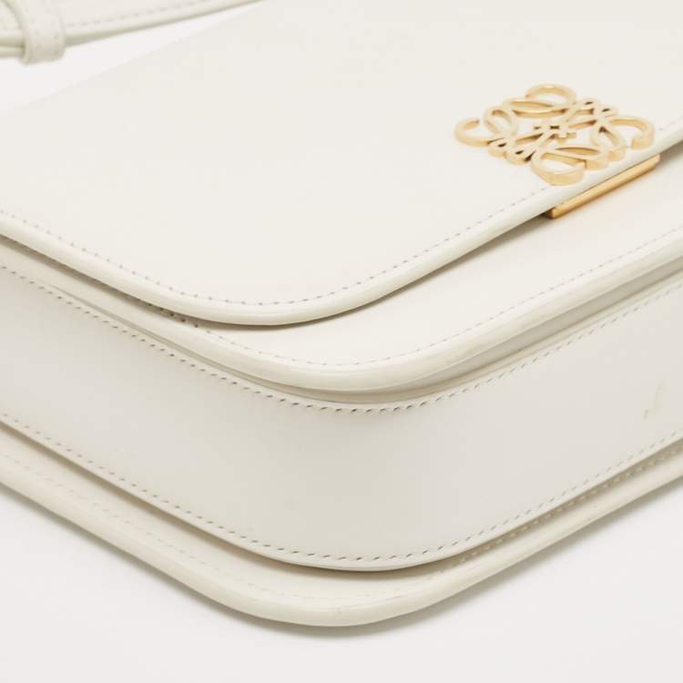 Pre Owned Loewe White Leather Small Goya Flap Shoulder Bag