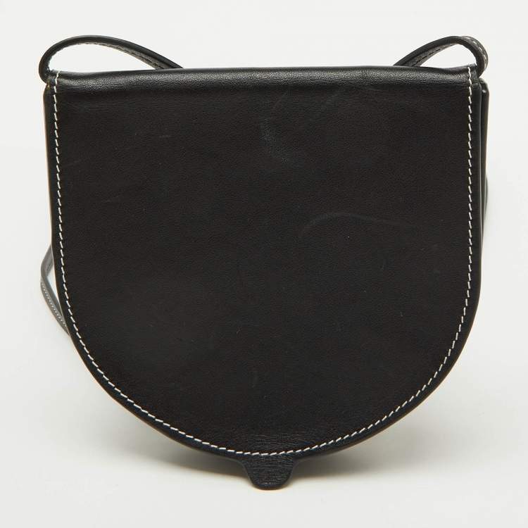 Pre Owned Loewe Black Leather Small Heel Crossbody Bag