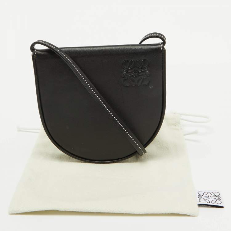 Pre Owned Loewe Black Leather Small Heel Crossbody Bag