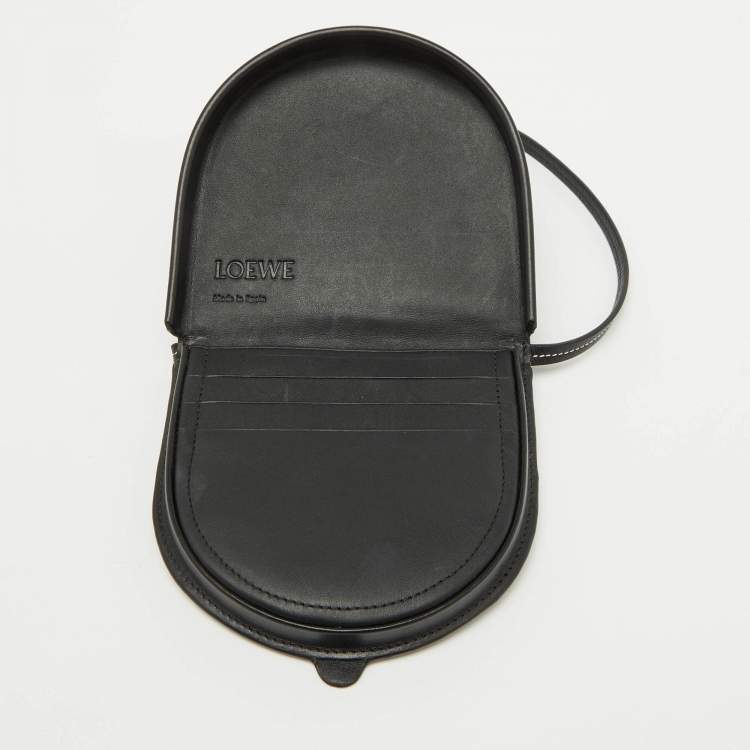 Pre Owned Loewe Black Leather Small Heel Crossbody Bag