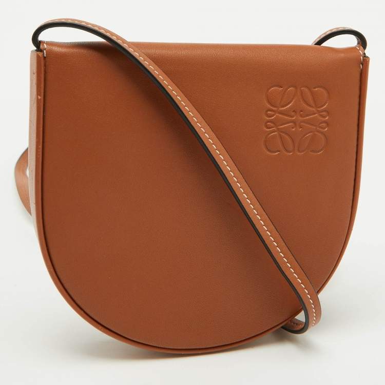 Pre Owned Loewe Brown Leather Small Heel Crossbody Bag