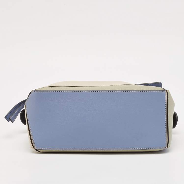 Pre Owned Loewe Tri Color Leather Small Puzzle Top Handle Bag