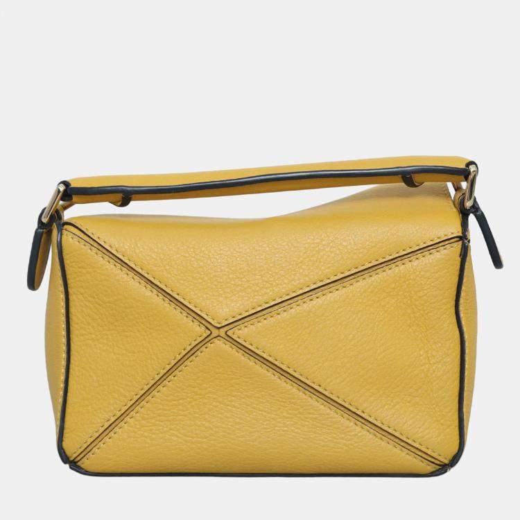 Pre Owned Loewe Mustard Leather Mini Puzzle Bag