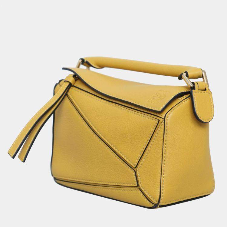 Pre Owned Loewe Mustard Leather Mini Puzzle Bag