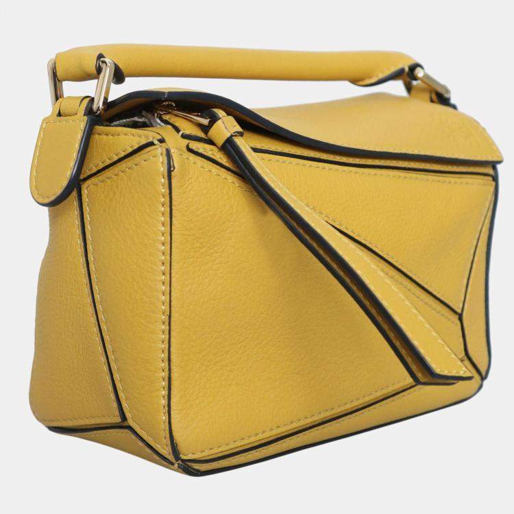 Pre Owned Loewe Mustard Leather Mini Puzzle Bag