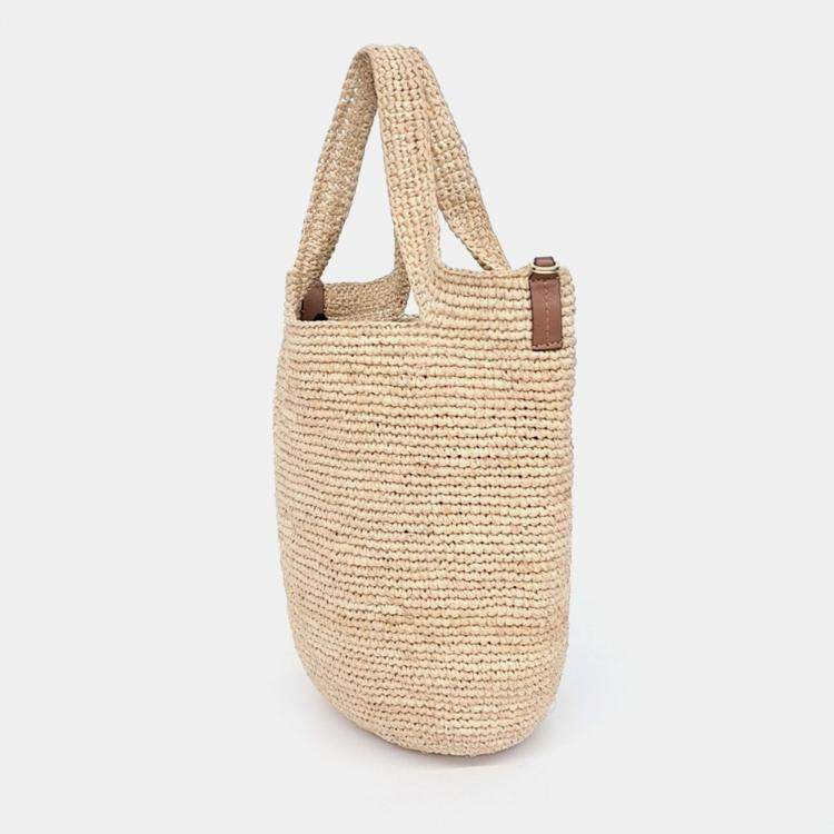 Pre Owned Loewe Beige Raffia Raffia Mini Slit Bag