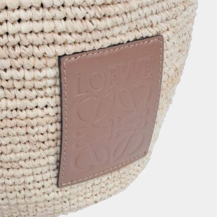 Pre Owned Loewe Beige Raffia Raffia Mini Slit Bag