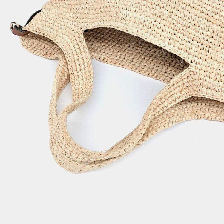 Pre Owned Loewe Beige Raffia Raffia Mini Slit Bag